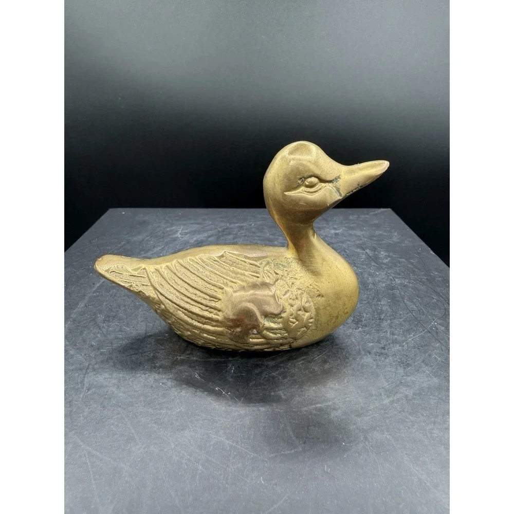 🦆 Vintage Small Solid Brass Duck Figurine / Paperweight